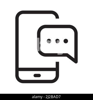 Smartphone and message icon in outline style on white background Stock Vector
