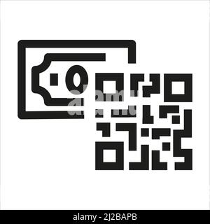 Money and code icon in outline style on white background Stock Vector