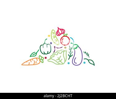 Vegetables Arrangement Ornament Contour Vector Stock Vector