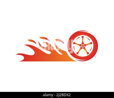 Hot and Burning Whirling Tire Stock Vector