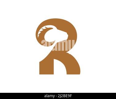 Mountain Goat and R Logotype Stock Vector