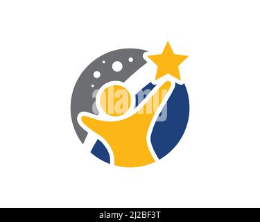 A Man Reaching Stars Stock Vector