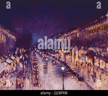 Boulevard Montmartre at Night, painting by Danish-French painter Camille Pissarro, 1897 Stock Photo