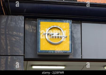 VALENCIA, SPAIN - MARCH 28, 2022: Opel is a German automobile manufacturer, subsidiary of Stellantis Stock Photo