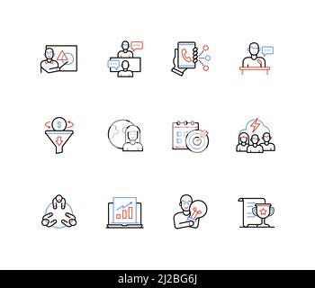 Business and communication - line design style icons Stock Vector