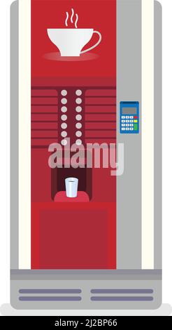 Coffee and tea vending machine on white background Stock Vector