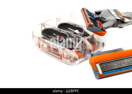 Shaving machine on a white background. Razor Blade Shaving Isolate Stock Photo
