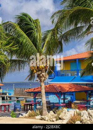 KRALENDIJK BONAIRE - OCTOBER 7, 2013: Divi Flamingo Resort meeting place Stock Photo