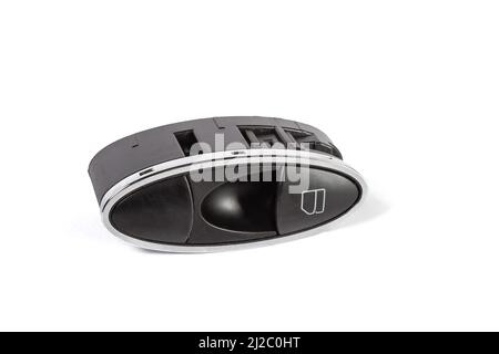 Power window button on white isolated background. Window lifter key block. Spare parts. Stock Photo