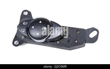 Buttons for adjusting the position of the side mirrors of the car on a white isolated background. Catalog of spare parts for vehicles. Stock Photo