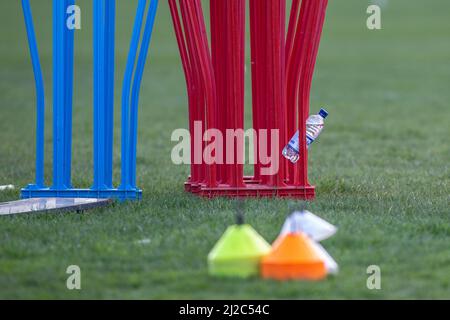 Football / soccer training ground and equipment Stock Photo