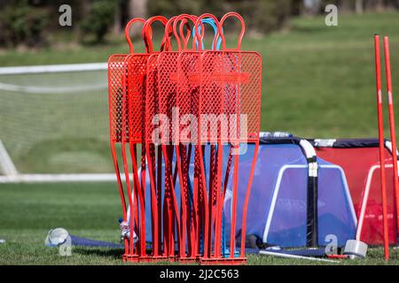 Football / soccer training ground and equipment Stock Photo