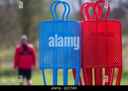 Football / soccer training ground and equipment Stock Photo
