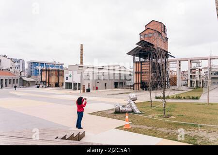 Kadikoy, Istanbul, Turkey - Feb, 26, 2022. The historical gashane into a Culture and Art Center. Gazhane Museum (Muze Gazhane) . High quality photo Stock Photo