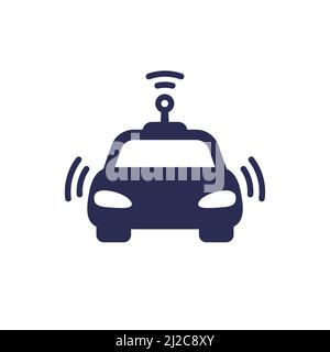 autonomous car, smart vehicle icon on white Stock Vector