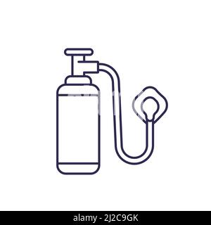 oxygen tank with mask line icon Stock Vector