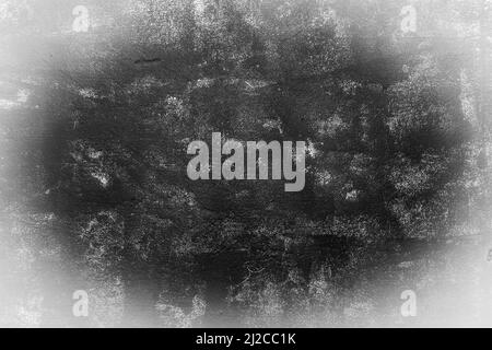 Black Abstract Background Dark Grunge Rough Wall Texture with White Vignette Design. Stock Photo