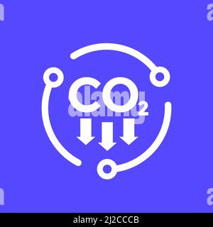 carbon dioxide emissions, reducing co2 vector icon Stock Vector