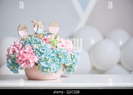 Flower composition for Easter holiday decoration Stock Photo