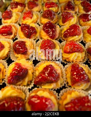 Chocolate Mixed Fruit Strawberry fancy cakes Stock Photo