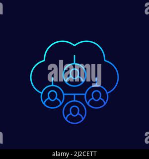 Personal data in cloud, thin line icon Stock Vector