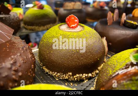 Chocolate Mixed Fruit Strawberry Fancy Cake Stock Photo