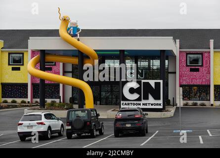 front entrance of the Cartoon Network Hotel in Lancaster PA Stock Photo