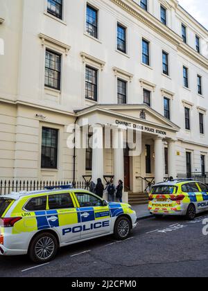 Charing Cross Police Station London - On Agar Street in London's West End, the building is a former Charing Cross Hospital and Medical School building. Stock Photo