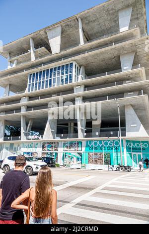 Miami Beach Florida 1111 Lincoln Road Parking Garage Herzog & de Meuron modernist man woman couple Alton Road Stock Photo