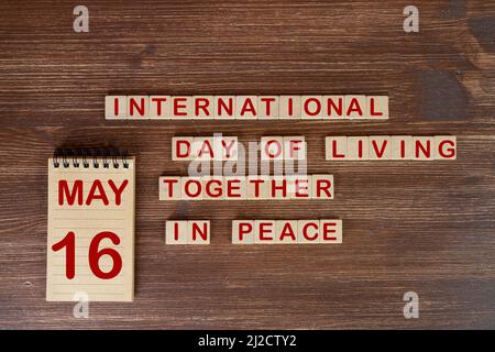 The celebration of the  International Day of Living Together in Peace the May 16 Stock Photo