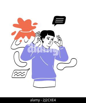 Person with different thoughts and feelings Stock Vector