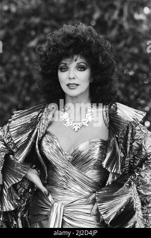 British actress Joan Collins pictured in Los Angeles, California. Star of the hit series Dynasty. 21st January 1986. Stock Photo