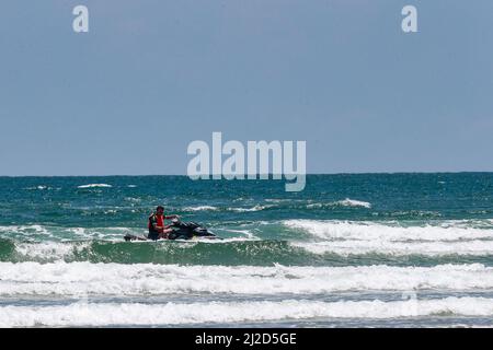 São Francisco do Sul (SC), Brazil, 02.01.2022 – Foto Arquivo – O presidente da República, Jair Bolsonaro (PL), de férias no litoral norte catarinense, Stock Photo