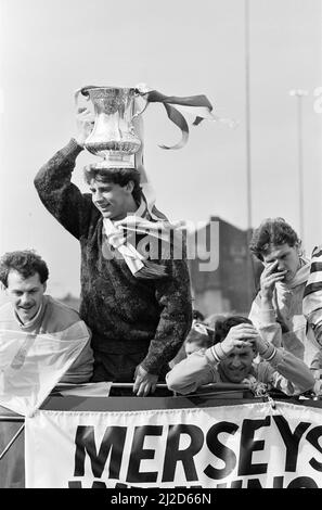 Liverpool FC, Homecoming Victory Parade after winning the FA Cup, and completing a League and Cup double, Sunday 11th May 1986. Stock Photo