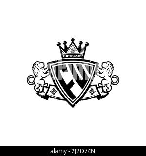 FU Monogram logo letter with Simple shield crown style design. Luxurious monogram, lion luxury logo, Stock Vector