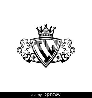 IL Monogram logo letter with Simple shield crown style design. Luxurious monogram, lion luxury logo, Stock Vector