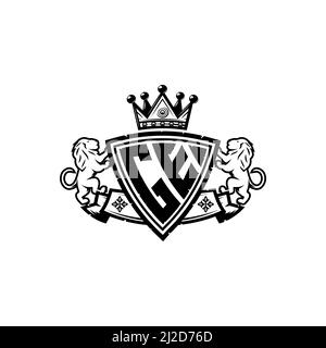 GE Monogram logo letter with Simple shield crown style design. Luxurious monogram, lion luxury logo, Stock Vector