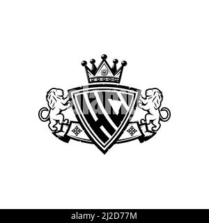 HC Monogram logo letter with Simple shield crown style design. Luxurious monogram, lion luxury logo, Stock Vector