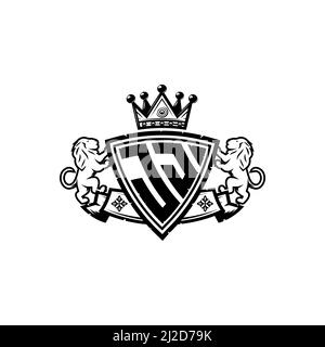 JJ Monogram logo letter with Simple shield crown style design. Luxurious monogram, lion luxury logo, Stock Vector