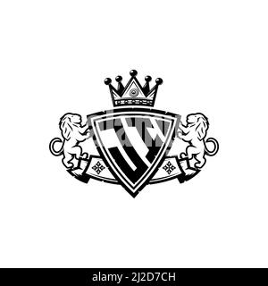 JI Monogram logo letter with Simple shield crown style design. Luxurious monogram, lion luxury logo, Stock Vector