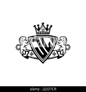 JL Monogram logo letter with Simple shield crown style design. Luxurious monogram, lion luxury logo, Stock Vector