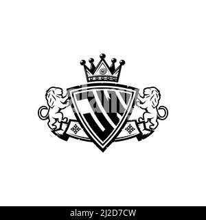 JW Monogram logo letter with Simple shield crown style design. Luxurious monogram, lion luxury logo, Stock Vector