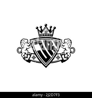 JR Monogram logo letter with Simple shield crown style design. Luxurious monogram, lion luxury logo, Stock Vector