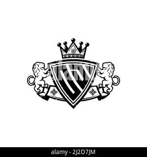 OD Monogram logo letter with Simple shield crown style design. Luxurious monogram, lion luxury logo, Stock Vector