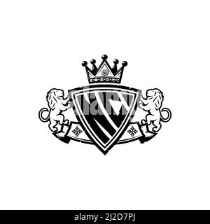 NC Monogram logo letter with Simple shield crown style design. Luxurious monogram, lion luxury logo, Stock Vector