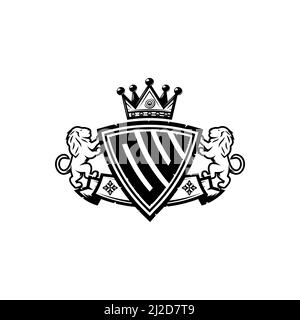 OU Monogram logo letter with Simple shield crown style design. Luxurious monogram, lion luxury logo, Stock Vector