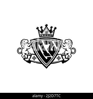 QZ Monogram logo letter with Simple shield crown style design. Luxurious monogram, lion luxury logo, Stock Vector