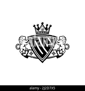 OQ Monogram logo letter with Simple shield crown style design. Luxurious monogram, lion luxury logo, Stock Vector