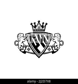 PH Monogram logo letter with Simple shield crown style design. Luxurious monogram, lion luxury logo, Stock Vector
