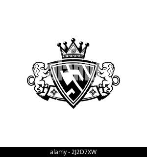 SJ Monogram logo letter with Simple shield crown style design. Luxurious monogram, lion luxury logo, Stock Vector